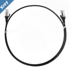 8ware CAT6 Ultra Thin Slim Cable 2m  200cm  Black Color Premium RJ45 Ethernet Network LAN UTP Patch Cord 26AWG for Data