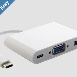 Astrotek Thunderbolt USB 3.1 Type C USBC to VGA  USB  Card Reader Video Adapter Converter Male to Female for Apple Macbook Chromebook Pixel White