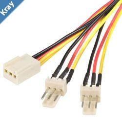 Astrotek Fan Power Cable 20cm  2x3pin Male to 3 pins Female  for Computer PC Cooler Extension Connectors Black Sleeved