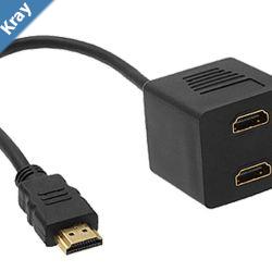 Astrotek HDMI Splitter Cable 15cm  v1.4 Male to 2x Female Amplifier Duplicator Full HD 3D