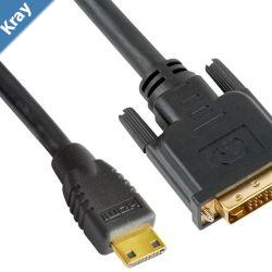 Astrotek Mini HDMI to DVI Cable 60cm  19 pins Male to 241 pins Male 30AWG OD6.0mm Gold Plated Black PVC Jacket RoHS LS CBATMINIHDMIDVI1.4