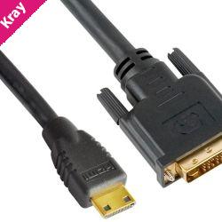 Astrotek Mini HDMI to DVI Cable 60cm - 19 pins Male to 24+1 pins Male 30AWG OD6.0mm Gold Plated Black PVC Jacket RoHS LS ~CBAT-MINIHDMIDVI-1.4