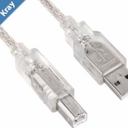 Astrotek USB 2.0 Printer Cable 2m  Type A Male to Type B Male Transparent Colour for HP Canon Epson Brother Xerox Lexmark Dell