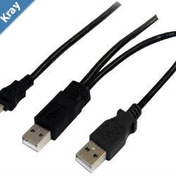 Astrotek USB 2.0 Y Splitter Cable  Type A Male to Mini B 5 pins 1m  USB Type A Male 2m Black Colour Power Adapter Hub Charging 20cm