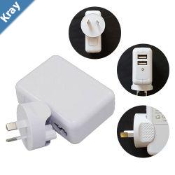 Astrotek USB Travel Wall Charger AU Power Adapter Plug 5V 2.1A 100V240V 2 Ports White Colour for iPhone Samsung Smartphones  USB Devices CBATUSBP