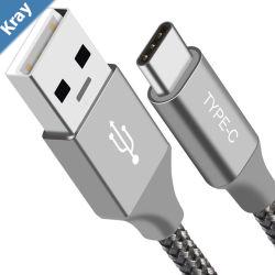 Astrotek 1m USBC TypeC Data Sync Charger Cable Silver Strong Braided Heavy Duty Fast Charging for Samsung Galaxy Note S8 Plus LG Google Macbook