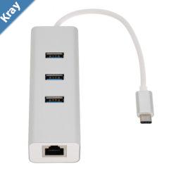 Astrotek USBC to LAN  3 Ports USB3.0 Hub Gigabit RJ45 Ethernet Network Adapter Converter 15cm for iPad Pro Macbook Air Samsung Galaxy MS Surface
