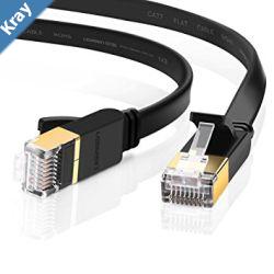Edimax 2m Black 10GbE Shielded CAT7 Network Cable  Flat 100 OxygenFree Bare Copper Core AlumFoil Shielding Grounding Wire Gold Plated RJ45