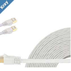 Edimax 1m White 40GbE Shielded CAT8 Network Cable  Flat 100 OxygenFree Bare Copper Core AlumFoil Shielding Grounding Wire Gold Plated RJ45