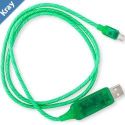 Astrotek 1m LED Light Up Visible Flowing Micro USB Charger Data Cable Green Charging Cord for Samsung LG Android Mobile Phone