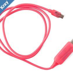 Astrotek 1m LED Light Up Visible Flowing Micro USB Charger Data Cable Pink Charging Cord for Samsung LG Android Mobile Phone