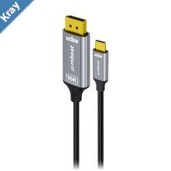 mbeat Tough Link 1.8m 16K USBC to DP Cable  Space Grey 40Gbps USBC male to DisplayPort 2.1 male