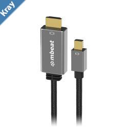 mbeat Tough Link 1.8m Mini DisplayPort to HDMI Cable  Space Grey