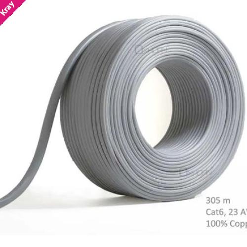 Network Cable Cat6 305m Roll Un-shielded twisted pair UTP 23AWG PVC solid pure 0.56mm copper wire Grey
