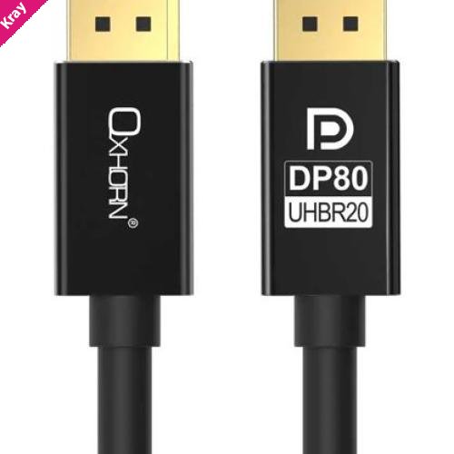 Oxhorn 4K DisplayPort 2.1 DP80 Cable 5m Male to Male V2.1 16K@60Hz Gold-Plated Aluminum High Speed VESA Certified  for Gaming Monitor TV PC Laptop
