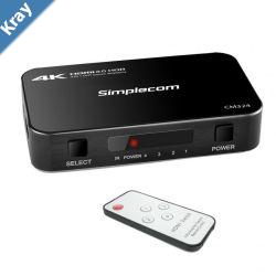 Simplecom CM324 4 Way HDMI 2.0 Switch 4 IN 1 OUT Ultra HD 4K 60Hz HDR HDCP 2.2
