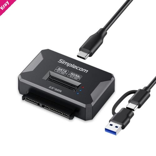 Simplecom SA516 NVMe/SATA Dual Protocol M.2 SSD and 2.5' SATA to USB Adapter 10Gbps
