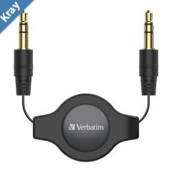 LS Verbatim 3.5mm Aux Audio Cable Retractable 75cm  Black Clearance