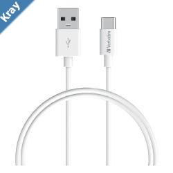 Verbatim Charge  Sync USBC Cable 1m  White USB C to USB A