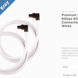 Corsair Premium Sleeved SATA 6Gbps 60cm 90 Connector Cable  White