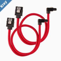 Corsair Premium Sleeved SATA 6Gbps 60cm 90 Connector Cable  Red