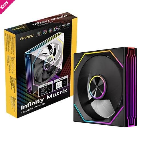 Antec IM 120 ARGB - Black – 120mm PWM Fan, 800–1800RPM, 46.43CFM, 1.69mmAq, Hydraulic Bearing, ARGB