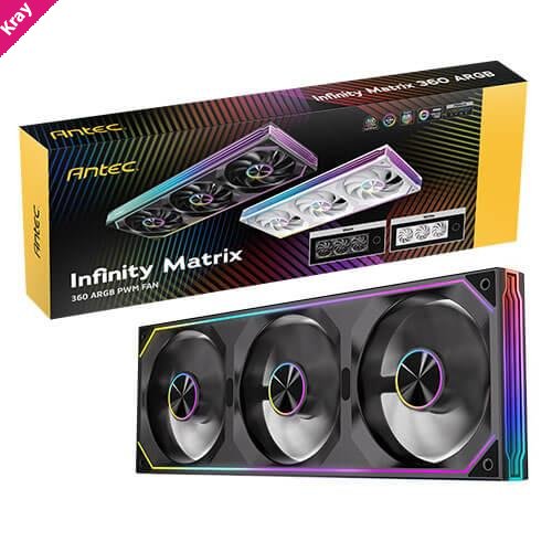 Antec IM 360 ARGB Black, 360mm Triple PWM Fan Kit, ARGB, 800-1800RPM, 134.43CFM, 1.48mmAq Air Pressure, Hydraulic Bearing, 2Y Warranty