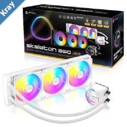 Antec Skeleton 360 ARGBWHITE AllinOne Liquid Cooler 360mm PWM ARGB fans 2000RPM 72.29CFM 32dB IntelAMD support aluminum radiator 3Y wty