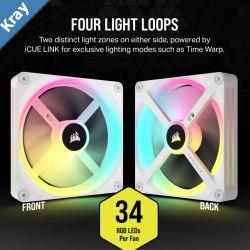 CORSAIR QX RGB Series iCUE LINK QX140 RGB WHITE 140mm Magnetic Dome Bearing PWM RGB Dual Fan Expansion Kit