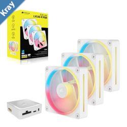 Corsair iCUE LINK LX120R RGB 120mm PWM Reverse Fans Starter Kit Triple Pack  White 66.7CFM 2400RPM 37.7dBA 0.4A Static Pressure Magnetic Dome