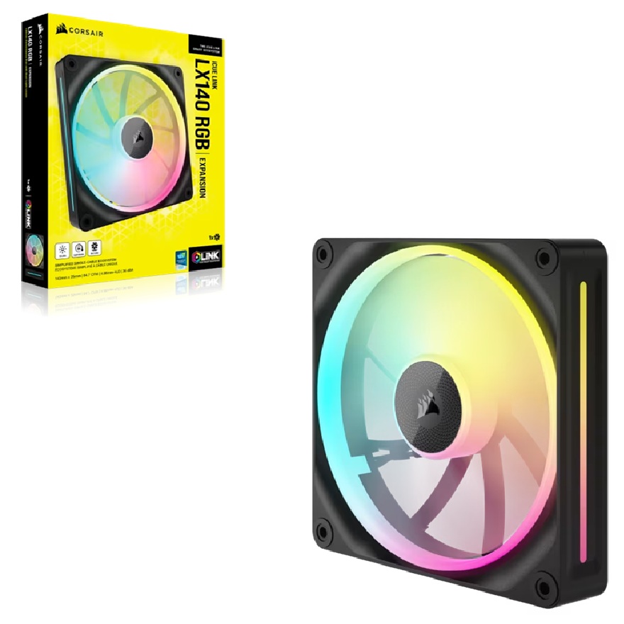 Corsair iCUE LINK LX140 RGB 140mm PWM Single Fan Expansion FAN SIZE 140mm x 25mm LED Color RGB FIVEYEAR WARRANTY