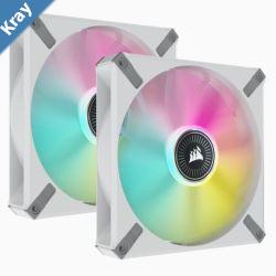 Corsair ML ELITE Series ML140 RGB ELITE WHITE 140mm Magnetic Levitation RGB Fan with AirGuide Dual Pack with Lighting Node CORE LS