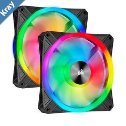 Corsair QL140 RGB Dual Fan Kit with Lighting Node Core ICUE 140mm RGB LED PWM Fan 26dBA 50.2 CFM 2 Fan Pack