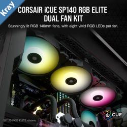 Corsair SP140 RGB ELITE 140mm RGB LED Fan with AirGuide Dual Pack with Lighting Node CORE