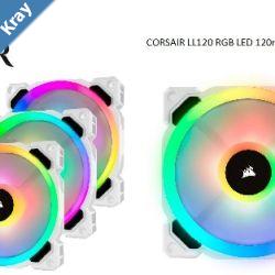 Corsair Light Loop Series White LL120 RGB 120mm PWM Fan 3 Fan Pack with Lighting Node PRO. Two Years Warranty