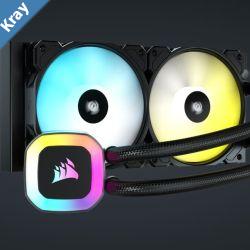 Corsair H100i RGB 240mm Radiator 2x SP120 RGB Elite PWM Fan ICUE Suport Ultra Bright RGB Pump Head. Liquid Cooling. Black