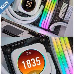 CORSAIR iCUE ELITE CPU Cooler LCD White Display Upgrade Kit transforms your CORSAIR ELITE CAPELLIX CPU cooler into a personalized dashboard