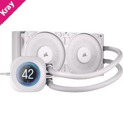 Corsair NAUTILUS 240 RS LCD Liquid CPU Cooler - White, 240mm rad, LCD pump, 2x PWM fans, 2100 RPM, AM5/LGA1851, copper plate, 400mm tube, 36dBA