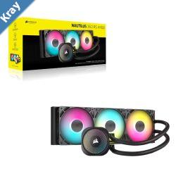 Corsair NAUTILUS 360 RS ARGB Liquid CPU Cooler Aluminum Rad Copper Cold Plate PWM Fan Control 1700 RPM 360mm rad 450mm Tubing 3x Fans