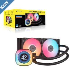 Corsair iCUE LINK TITAN 240 RX LCD Liquid CPU Cooler  Black 73.5 CFM 2100 RPM 36 dBA Aluminum Radiator Copper Cold Plate IntelAMD Support