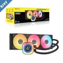 Corsair iCUE LINK TITAN 360 RX LCD Liquid CPU Cooler  Black 73.5 CFM 2100 RPM 36 dBA Aluminum Radiator Copper Cold Plate IntelAMD Support