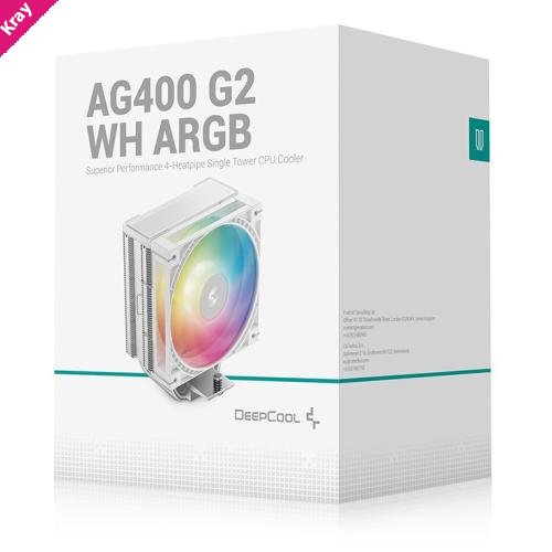 DeepCool AG400 ARGB G2 WH Superior Performance 4 Heatpipe Single Tower CPU Cooler