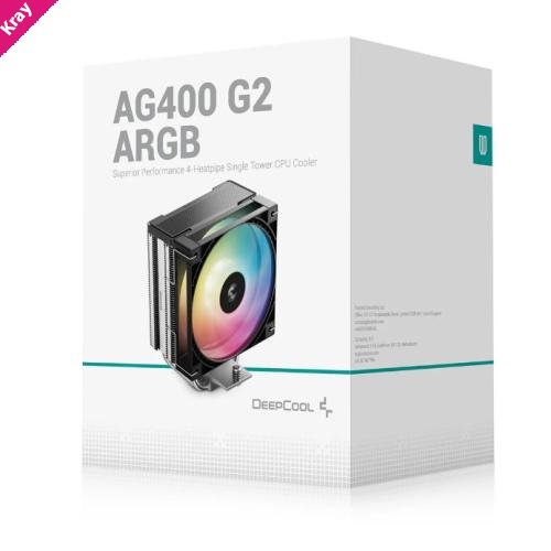 DeepCool AG400 ARGB G2 Superior Performance 4 Heatpipe Single Tower CPU Cooler