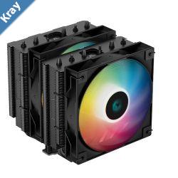 DeepCool AG620 Black ARGB DualTower CPU Cooler 2x 120mm Fan 6 Copper Heat Pipes Intel LGA20662011v3201117001200115111501155 AMD AM5AM4
