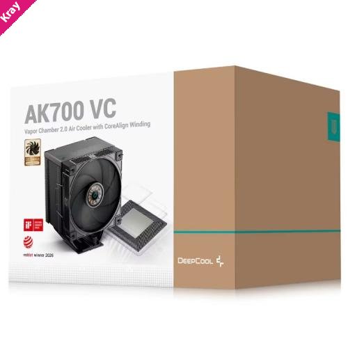 DeepCool AK700 VC Vapor Chamber Air Cooler, 7 Heat Pipes, 4-pin PWM, Intel LGA1851/1700/1200/115x, AMD AM5/AM4