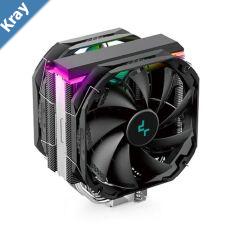 DeepCool AS500 PLUS CPU Air Cooler Single Tower 5 Heat Pipes High Fin Density Slim Profile Double TF140S PWM Fans Included ARGB LED Controller Inc