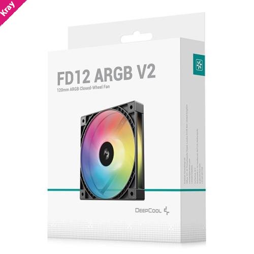 DeepCool FD12 ARGB V2 120mm Integral Blade Silent Ring Case Fans, 4-Pin PWM, 3-Pin 5V ARGB, Hydro Bearing