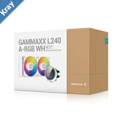 DeepCool Gammaxx L240 ARGB White 1700 bracket Included 2 x ARGB PWM Fans AntiLeak Intel LGA20662011v3201117001200115111501155 AM5AM4