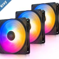 DeepCool RF120 FS 3Pack LED Fan 120mm Preset PurpleBlueOrange LED Combination