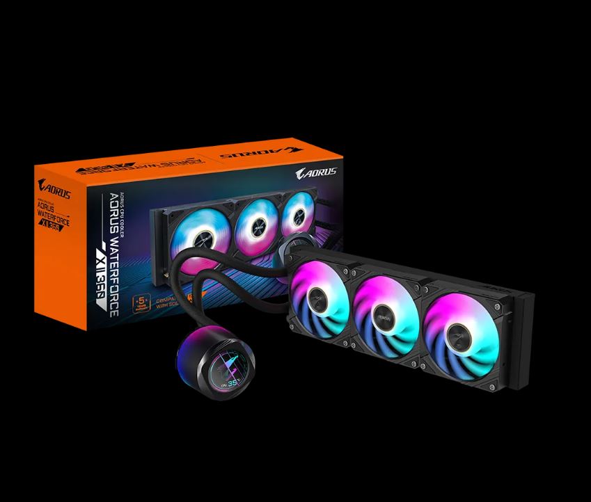 Gigabyte AORUS WATERFORCE X II 360 LCD display AIO liquid cooler Intel 2066 20111366115x1700 AMD TR4 AM5 AM4 sTRX4